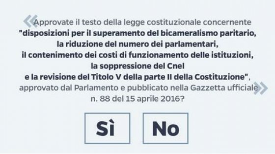 Testo del referendum costituzionale