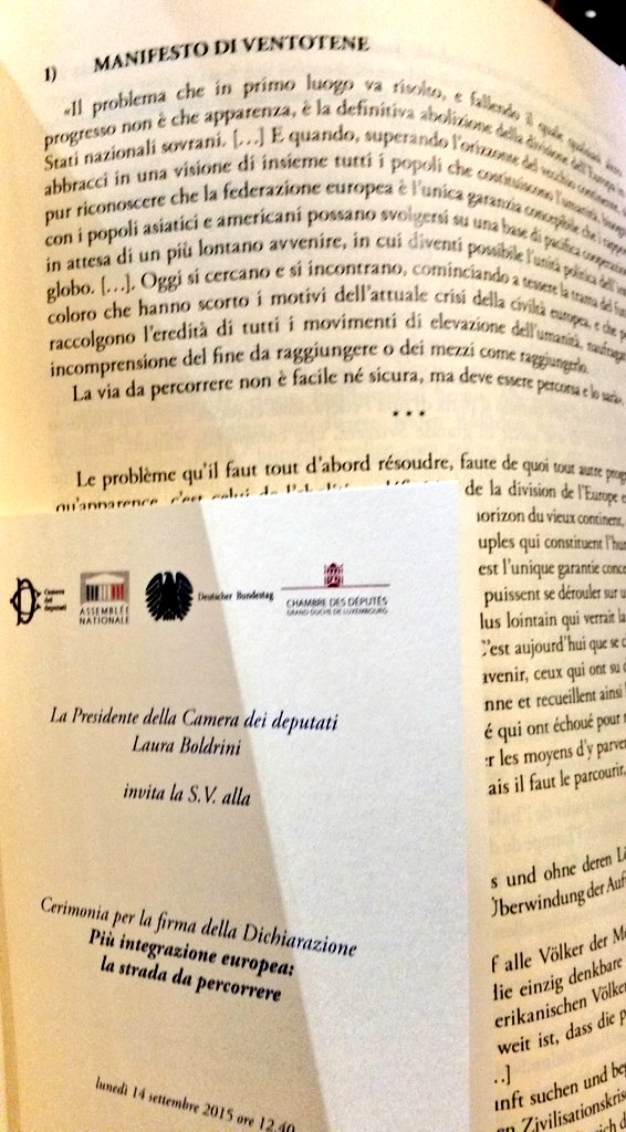 Una pagina del Manifesto di Ventotene Una pagina del Manifesto di Ventotene
