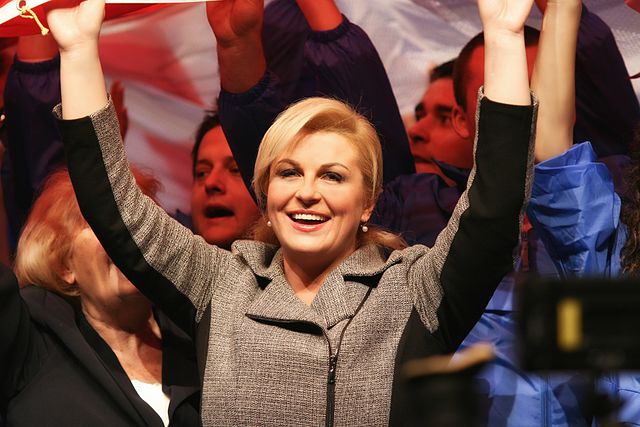 Nella foto la Presidente Grabar-Kitarovic del partito HDZ la cui coalizione ha ottenuto la maggioranza relativa nelle elezioni del 8 novembre 2015