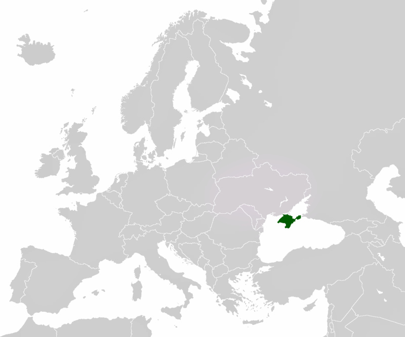 Posizione della penisola di Crimea in Europa.